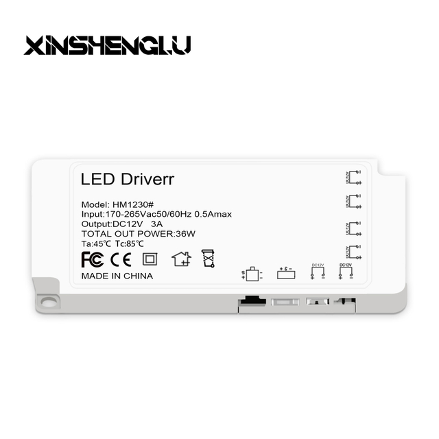 12V 3A LED driver power supply for cabinet and mirror lighting - Model HM1230