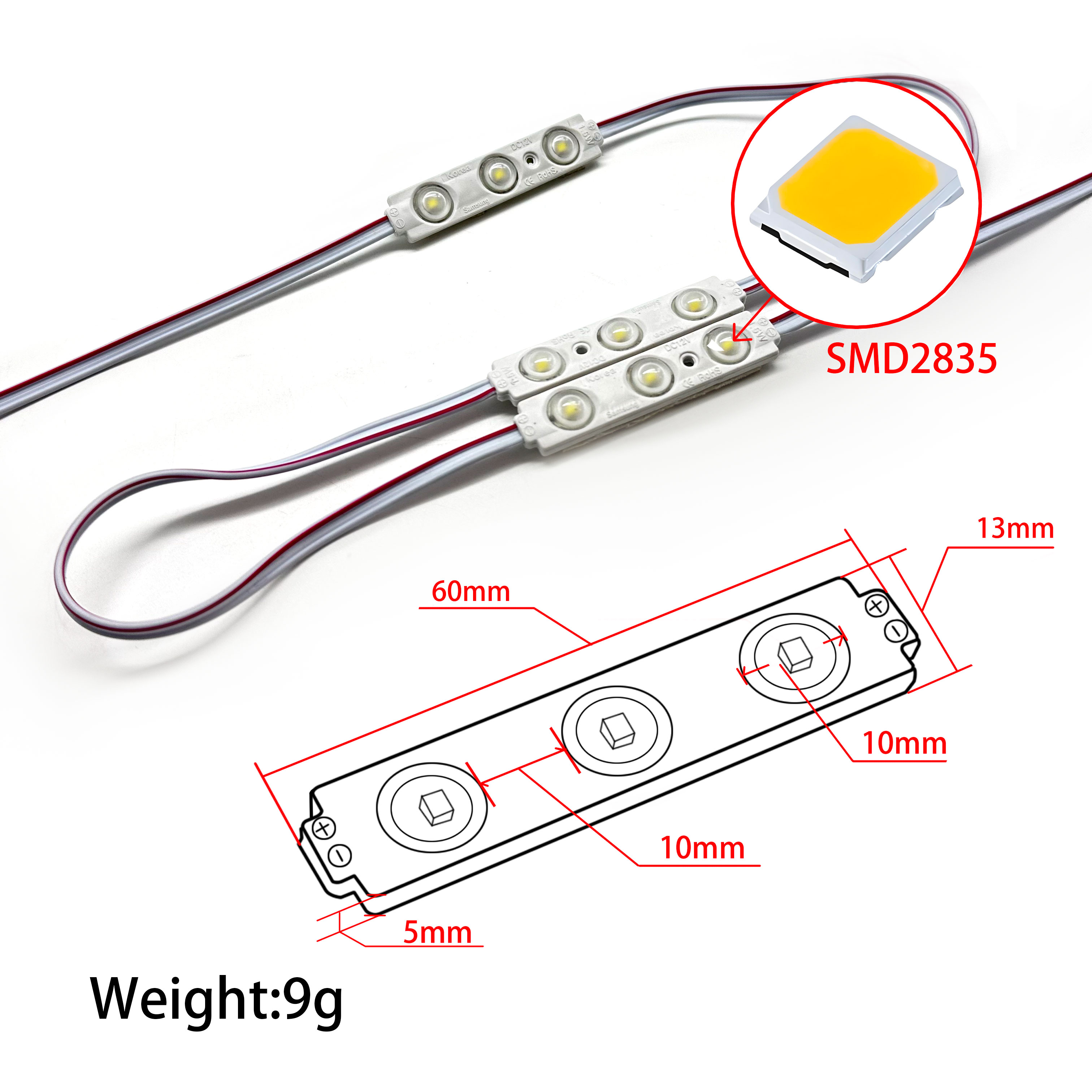 Waterproof 12V LED Module Light Strip for Signage & Mirror Backlight 