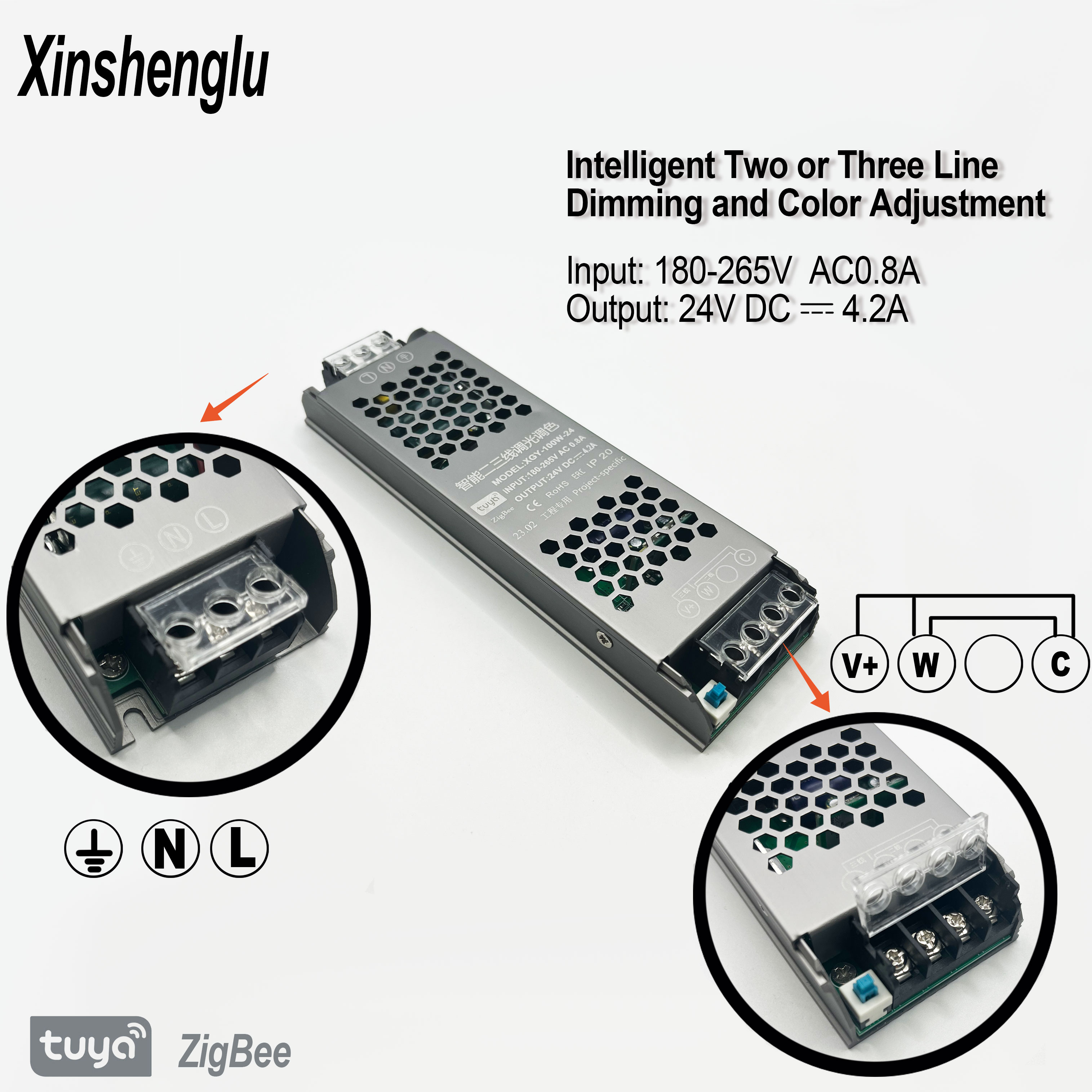 100W Intelligent Two Or Three Line Dimming And Color Adjustment Engineering Power Supply