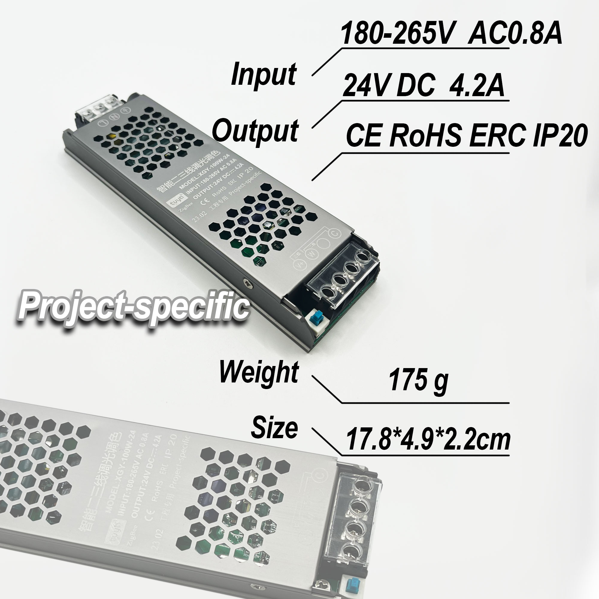 100W Intelligent Two Or Three Line Dimming And Color Adjustment Engineering Power Supply