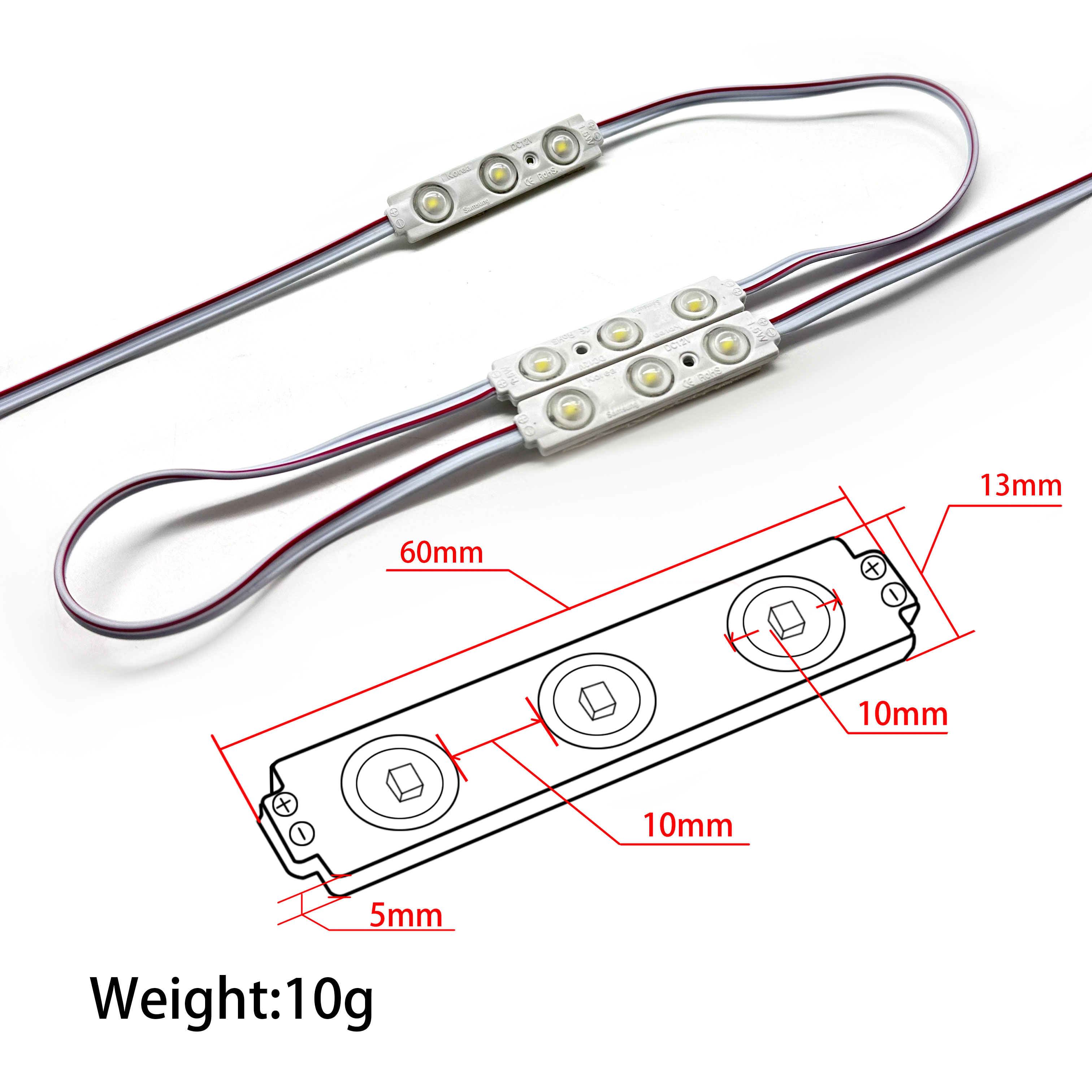Waterproof 12V LED Module Light Strip for Signage & Mirror Backlight 