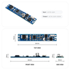 Technical dimension chart of the MK02 sensor switch PCB showing top, front and side views with 64 mm length, 10 mm width and 8 mm height.