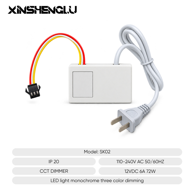 SK02 all-in-one LED mirror touch switch with built-in 12V 72W power supply and CCT dimming