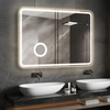 Modern bathroom LED mirror with adjustable CCT lighting and anti-fog control