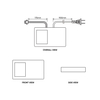 SK02 LED mirror touch switch technical drawing showing 175mm output cable, 900mm power cord and housing views
