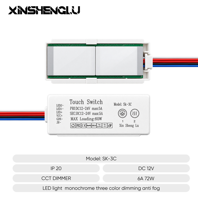 Dual Button LED Mirror Touch Switch